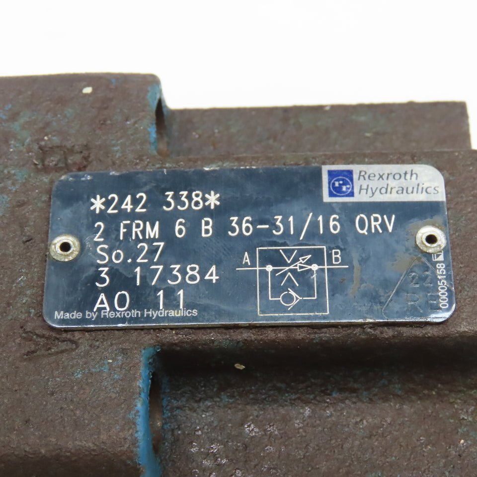 Rexroth 2 FRM 6B 36-31/16 QRV 2 Way Hydraulic Flow Control Valve