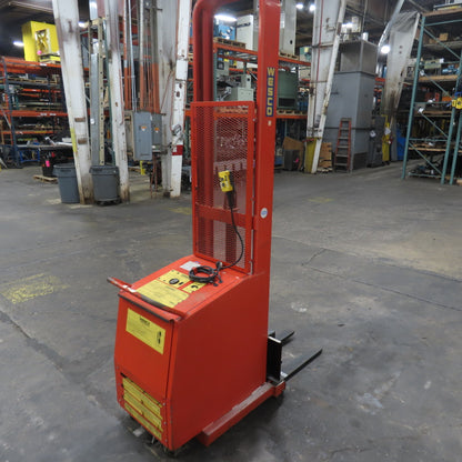 Wesco PCBFL-76-25 1000LB 12V Battery Powered Stacker Straddle 75" Lift 25" Forks