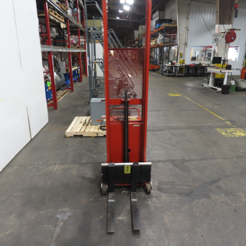Wesco PCBFL-76-25 1000LB 12V Battery Powered Stacker Straddle 75" Lift 25" Forks