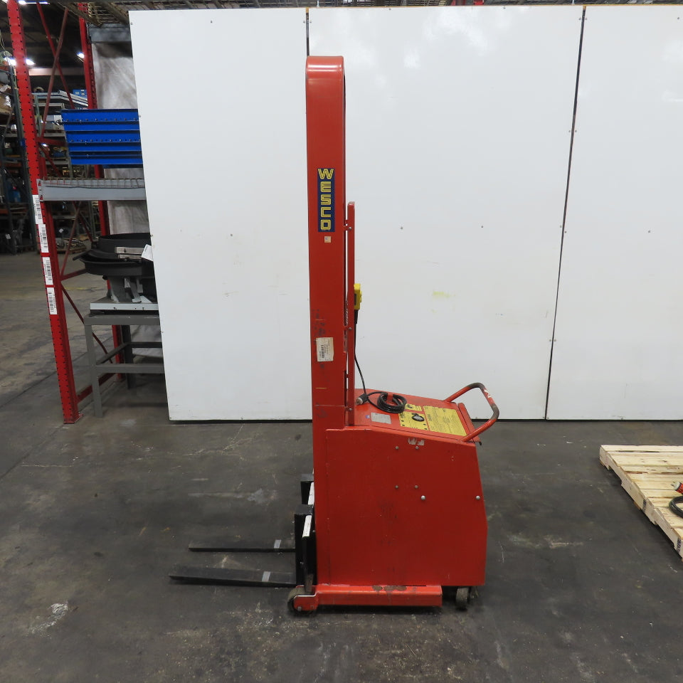 Wesco PCBFL-76-25 1000LB 12V Battery Powered Stacker Straddle 75" Lift 25" Forks