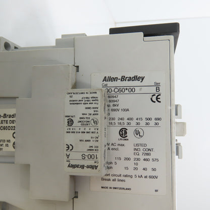 Allen Bradley 100-C60*00 104-C60D22 60A 600V Reversing Contactor 120V Coil 50HP