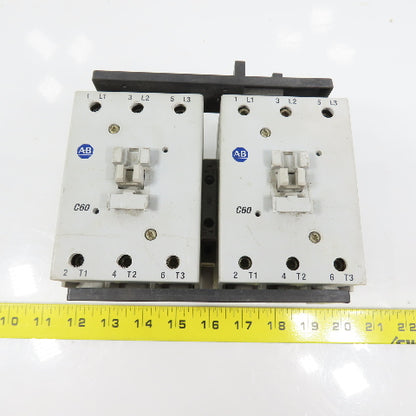 Allen Bradley 100-C60*00 104-C60D22 60A 600V Reversing Contactor 120V Coil 50HP