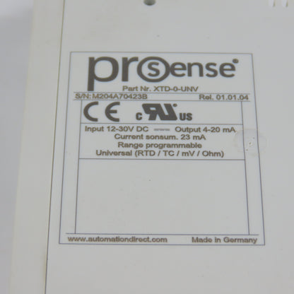 Automation Direct XTD-0-UNV ProSense Programmable Temperature Transmitter