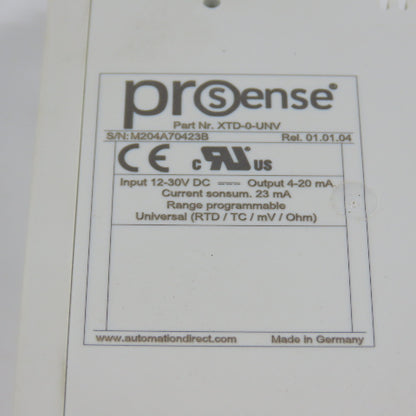 Automation Direct XTD-0-UNV ProSense Programmable Temperature Transmitter