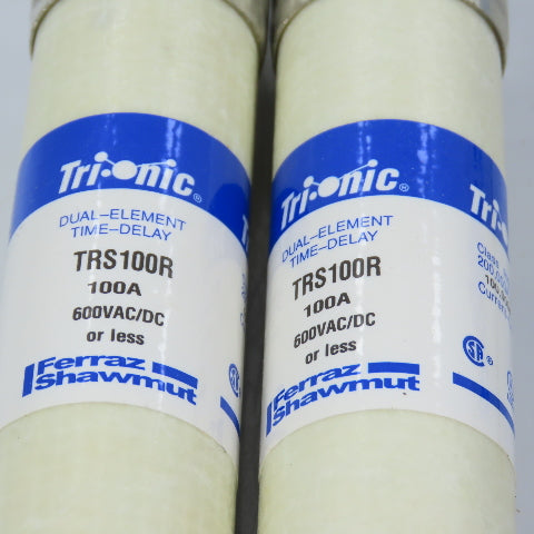 Ferraz Shawmut TRS100R Tri-Onic 100A 600V AC/DC Time Delay Fuses Lot Of 2