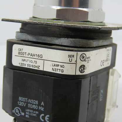 Allen Bradley 800T-PAH16G Ser U Green Momentary Contact Push Button W/ N377G
