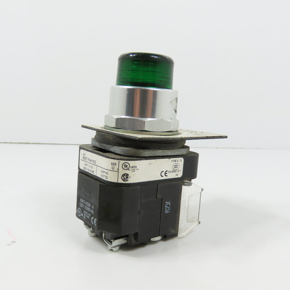 Allen Bradley 800T-PAH16G Ser U Green Momentary Contact Push Button W/ N377G