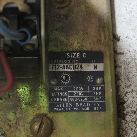 Allen Bradley 712-AACD24 Size0 600V Combination Motor Starter Disconnect 3Ph 5Hp