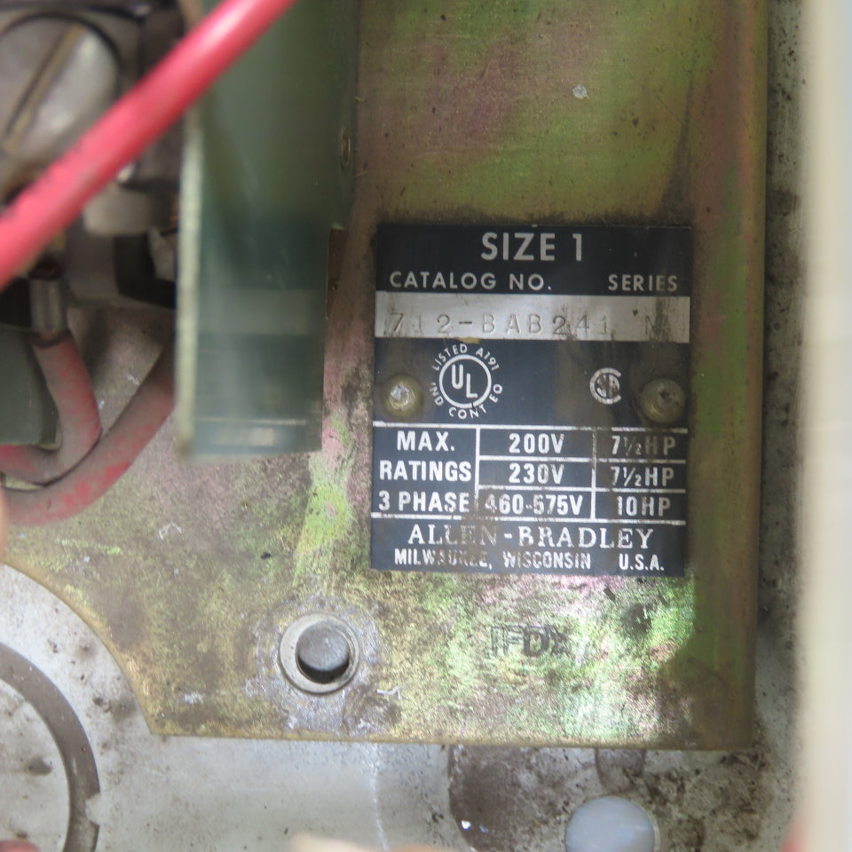Allen Bradley 712-BAB24 Size 0 600V Combination Starter Disconnect 3Ph 10Hp