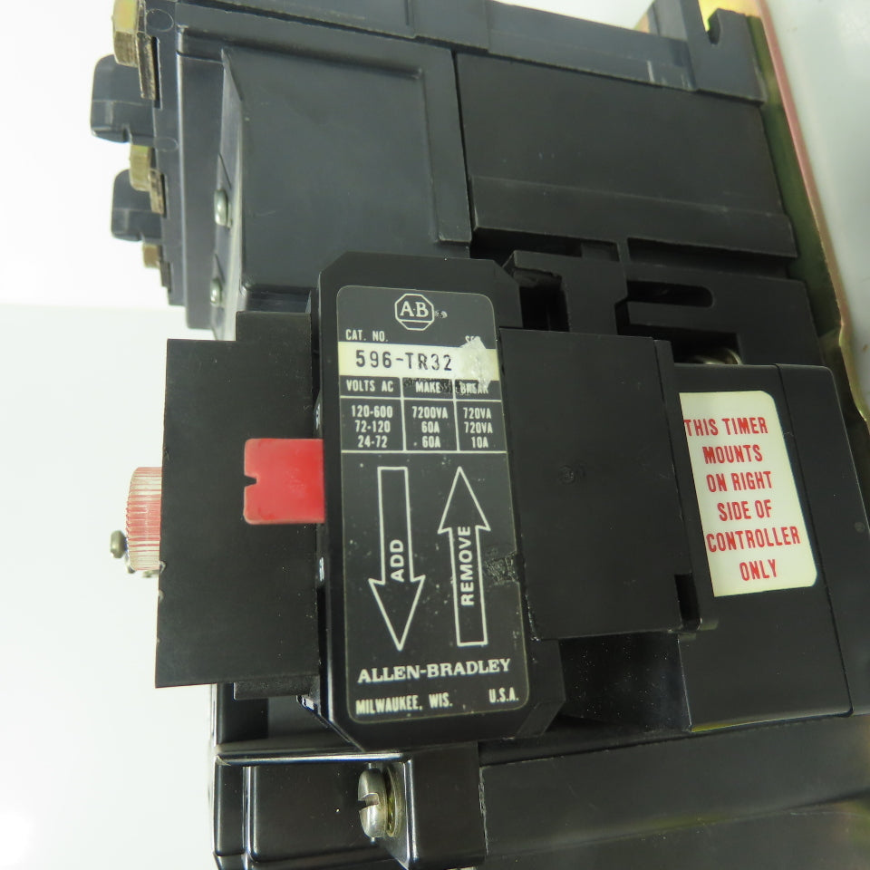 Allen Bradley 500F-D0D930 Size 3 Contactor 600VAC 90A 50Hp 120V Coil W/596-TR32
