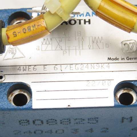 Rexroth 4WE6 E 61/EG24N9K4 4/2 Position Hydraulic Solenoid Valve 24VDC