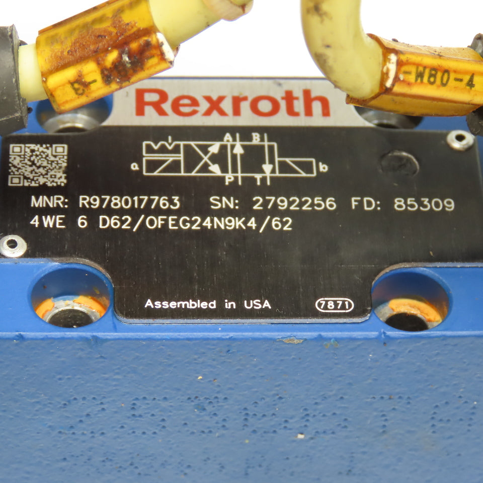 Rexroth 4WE 6 D62/OFEG24N9K4/62 4/2 Position Hydraulic Solenoid Valve 24VDC