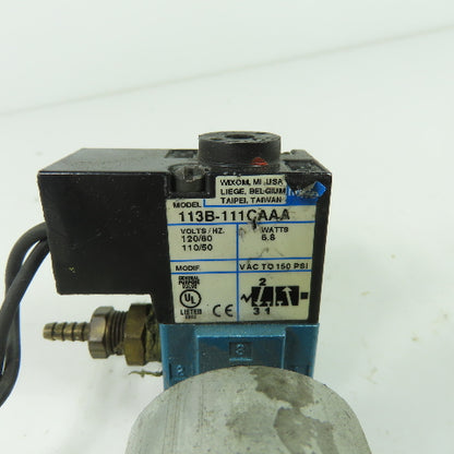 MAC 113B-111CAAA 120V Pneumatic Solenoid Valve 150PSI 6.8W 50/60Hz