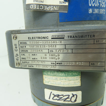 Foxboro 823DP-I3S1SM1-M Electronic Pressure Transmitter 3000PSI 12.5-65VDC ST A