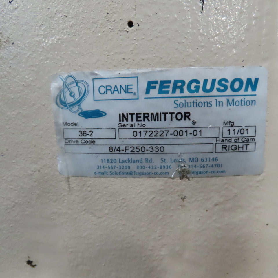 Crane Ferguson 36-2 Intermittor Indexer Right Hand Cam 15:1 Ratio R-600