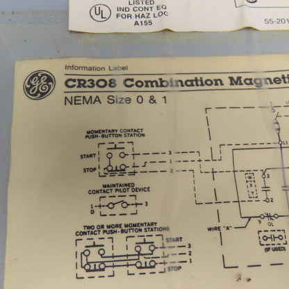 General Electric CR308 Size 0, 1 Combination Starter Disconnect 30A 600V Fused