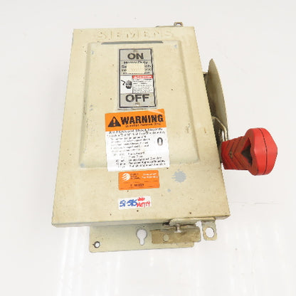 Siemens HNF361J 30A 600VAC 250VDC Dust Tight Non Fused Safety Disconnect