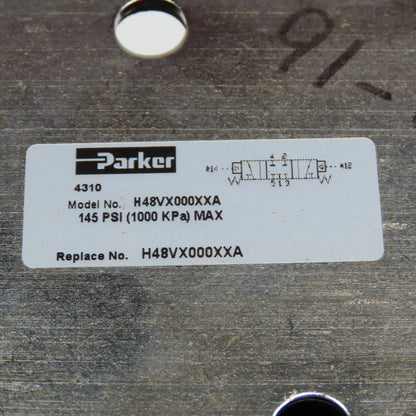 Parker H48VX000XXA ISO Size 4 5/3 Position Pneumatic Valve Body 145PSI