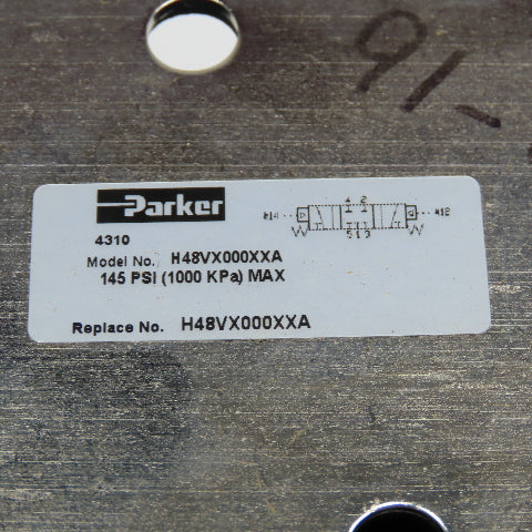 Parker H48VX000XXA ISO Size 4 5/3 Position Pneumatic Valve Body 145PSI