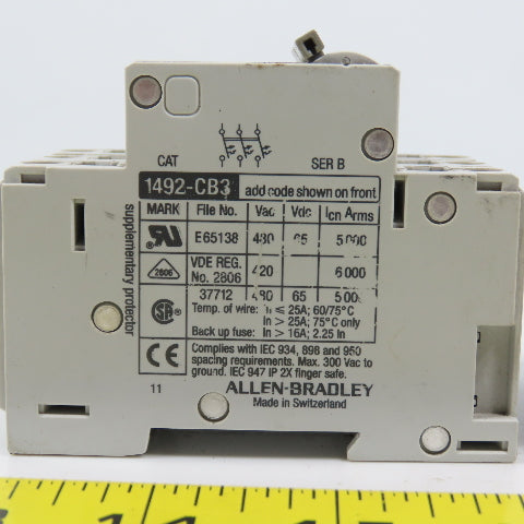 Allen Bradley 1492-CB3 Ser B 20A 3-Pole Rail Mount Circuit Breaker Lot Of 2
