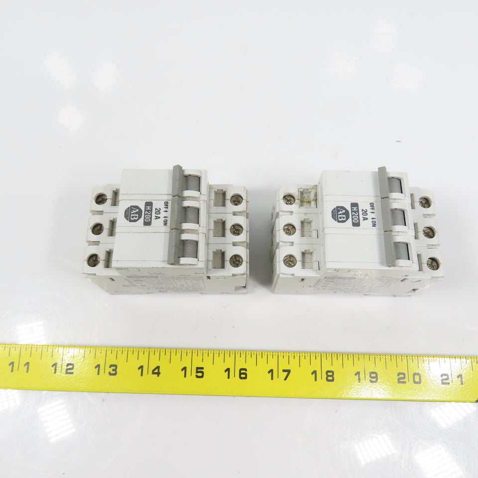 Allen Bradley 1492-CB3 Ser B 20A 3-Pole Rail Mount Circuit Breaker Lot Of 2