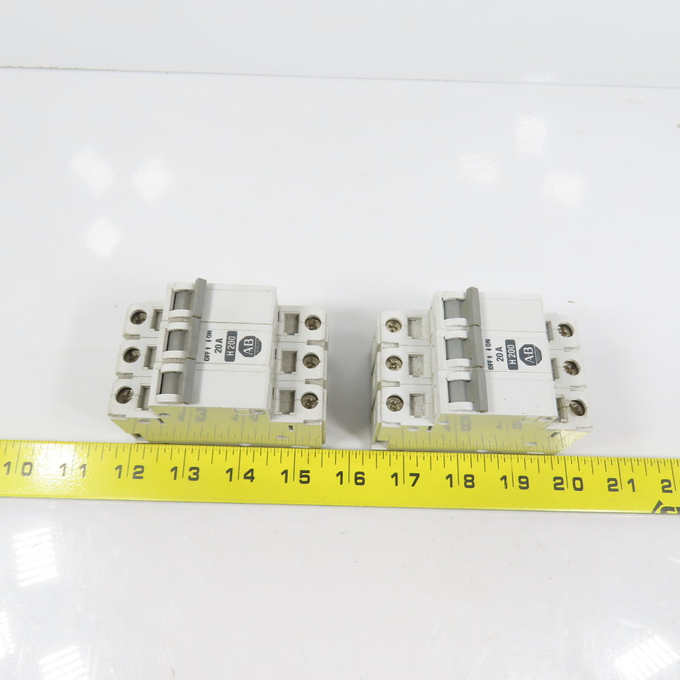 Allen Bradley 1492-CB3 Ser B 20A 3-Pole Rail Mount Circuit Breaker Lot Of 2