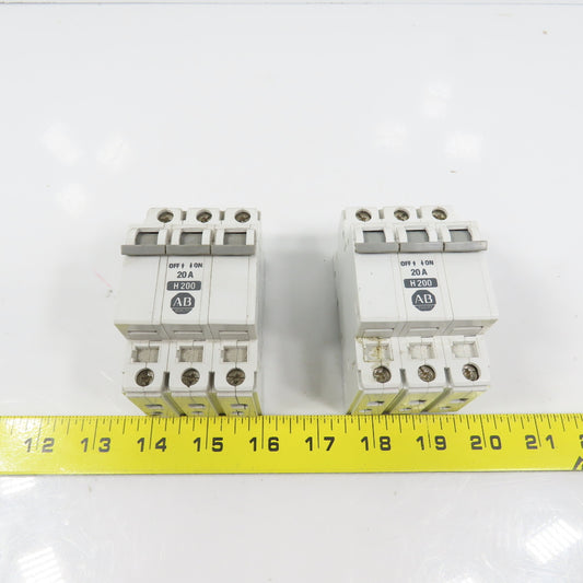 Allen Bradley 1492-CB3 Ser B 20A 3-Pole Rail Mount Circuit Breaker Lot Of 2