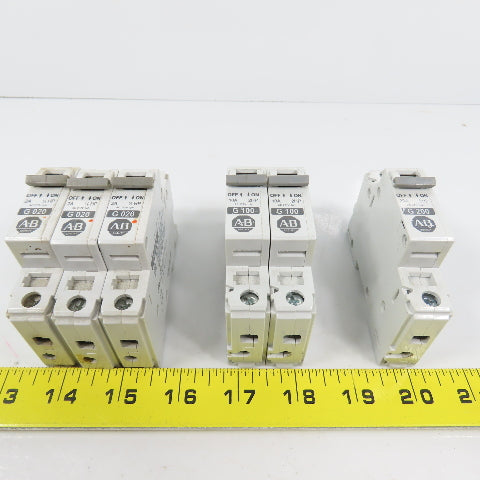 Allen Bradley 1492-CB1 20,10,2A Single Pole Rail Mount Circuit Breakers Lot Of 6