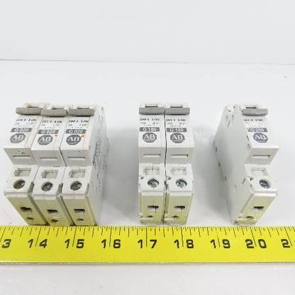 Allen Bradley 1492-CB1 20,10,2A Single Pole Rail Mount Circuit Breakers Lot Of 6