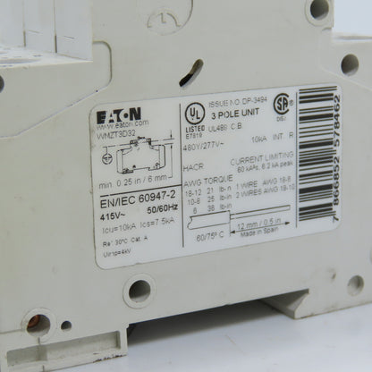 Eaton WMZT3D32 32A 3-Pole Circuit Breaker 480Y/277V