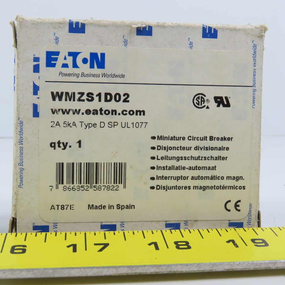 Eaton WMZS1D02 D SP UL1077 2A 1-Pole Rail Mount Circuit Breaker 230/400VAC NEW