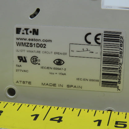 Eaton WMZS1D02 D SP UL1077 2A 1-Pole Rail Mount Circuit Breaker 230/400VAC NEW