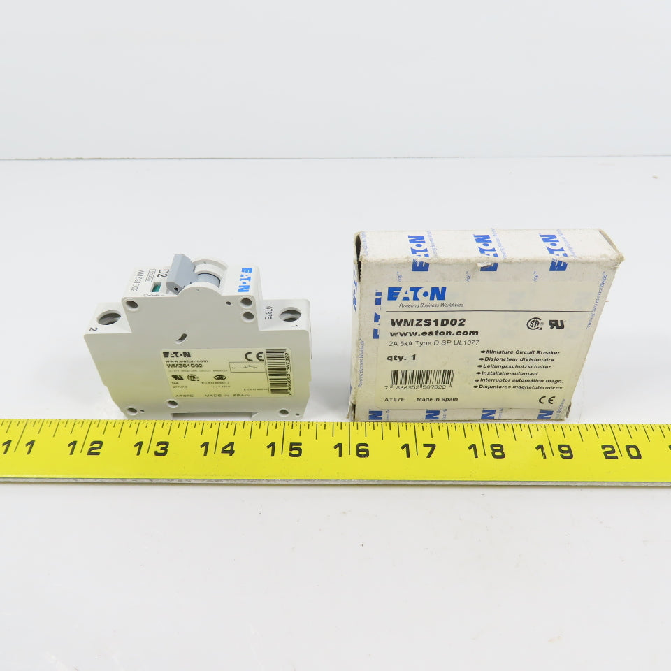 Eaton WMZS1D02 D SP UL1077 2A 1-Pole Rail Mount Circuit Breaker 230/400VAC NEW