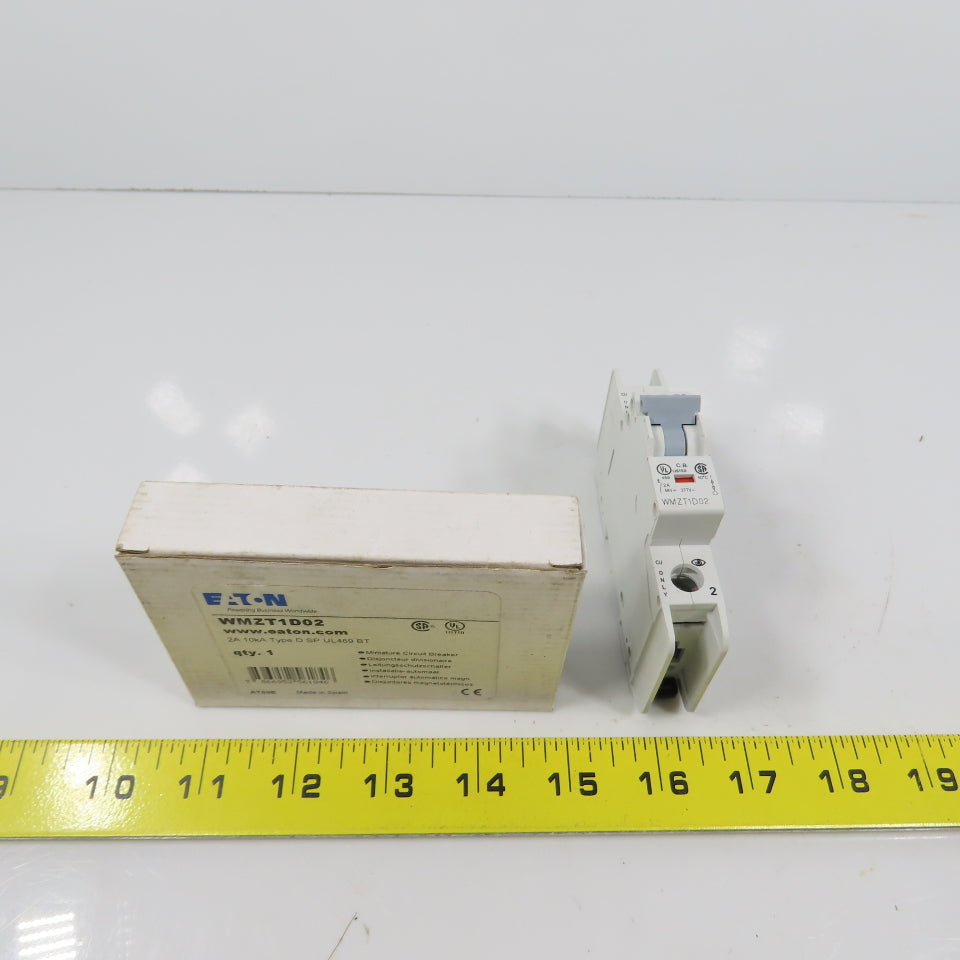 Eaton WMZT1D02 D TP UL489BT 2A 1-Pole Rail Mount Circuit Breaker 277VAC NEW