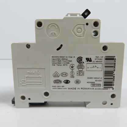 Eaton FAZ-D2/1-SP 2A Single Pole Rail Mount Circuit Breaker 230-415V NEW