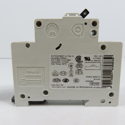 Eaton FAZ-D2/1-SP 2A Single Pole Rail Mount Circuit Breaker 230-415V NEW