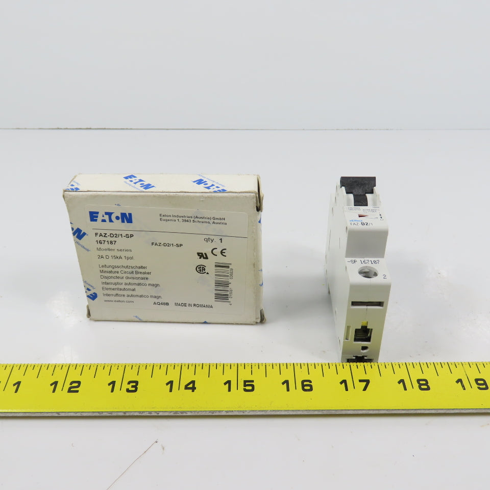 Eaton FAZ-D2/1-SP 2A Single Pole Rail Mount Circuit Breaker 230-415V NEW