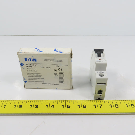 Eaton FAZ-D2/1-SP 2A Single Pole Rail Mount Circuit Breaker 230-415V NEW