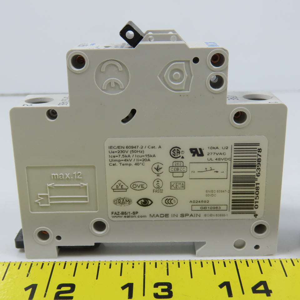 Eaton FAZ-B5/1-SP 5A Single Pole Rail Mount Circuit Breaker 230-400V NEW