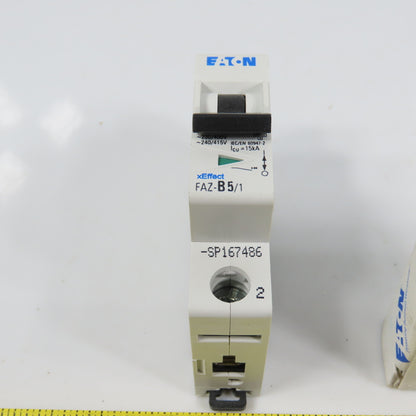 Eaton FAZ-B5/1-SP 5A Single Pole Rail Mount Circuit Breaker 230-400V NEW