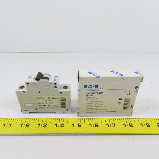 Eaton FAZ-B5/1-SP 5A Single Pole Rail Mount Circuit Breaker 230-400V NEW