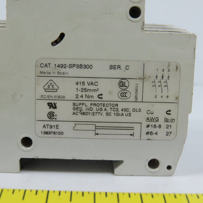 Allen Bradley 1492-SP3B300 Ser C 30A 3-Pole Rail Mount Circuit Breaker 415VAC