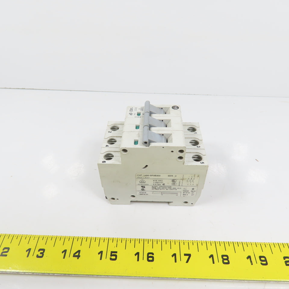 Allen Bradley 1492-SP3B300 Ser C 30A 3-Pole Rail Mount Circuit Breaker 415VAC