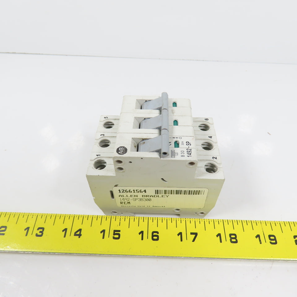 Allen Bradley 1492-SP3B300 Ser C 30A 3-Pole Rail Mount Circuit Breaker 415VAC