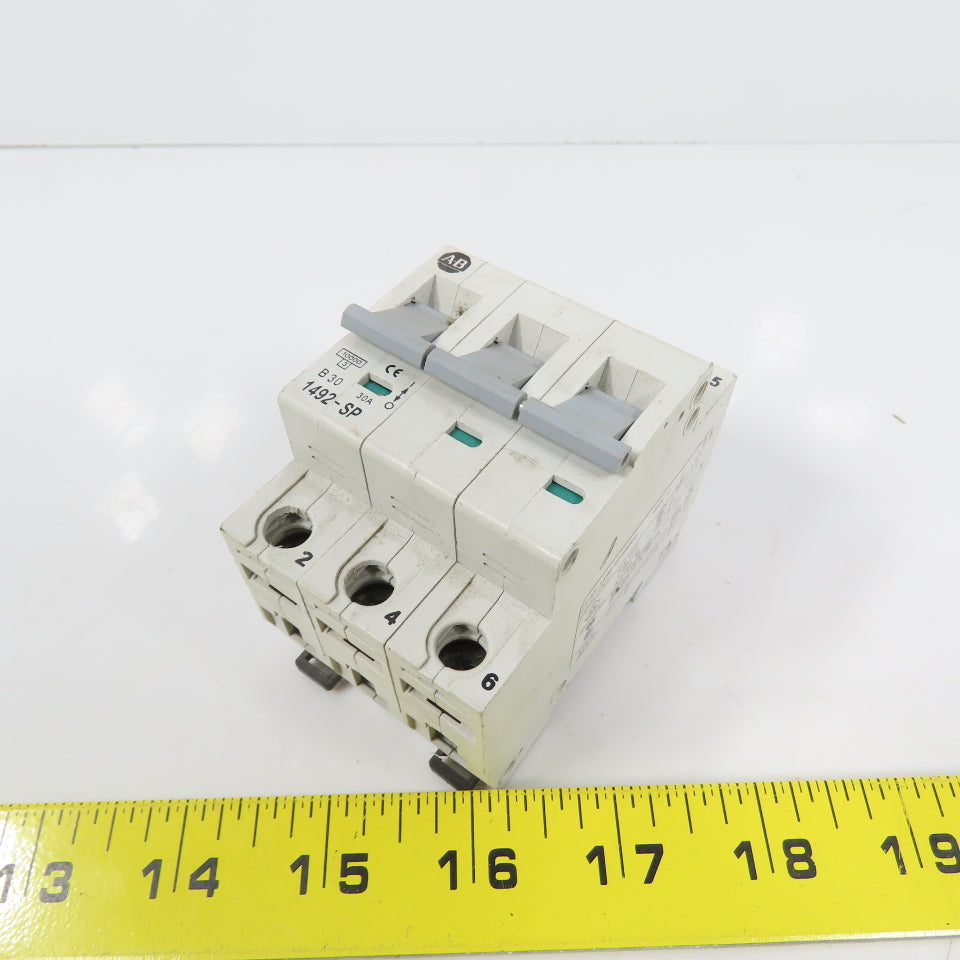 Allen Bradley 1492-SP3B300 Ser C 30A 3-Pole Rail Mount Circuit Breaker 415VAC