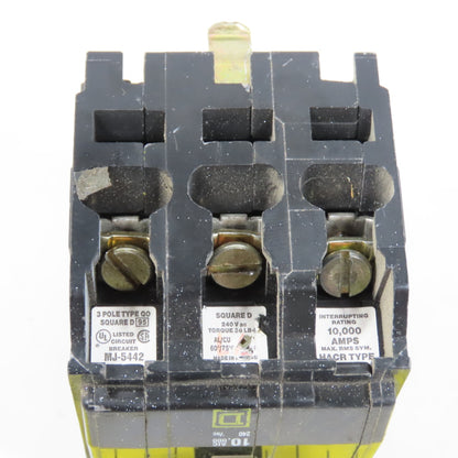 Square D MJ-5438 Type QO 20A 3-Pole Plug-On Circuit Breaker 240VAC