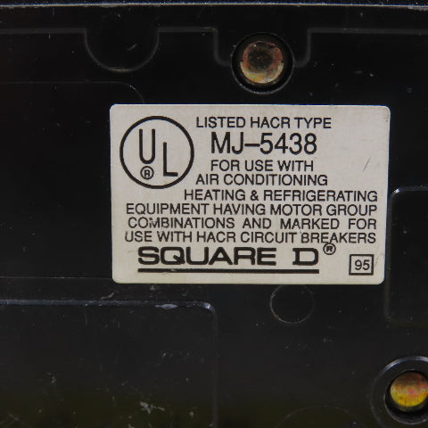 Square D MJ-5438 Type QO 20A 3-Pole Plug-On Circuit Breaker 240VAC