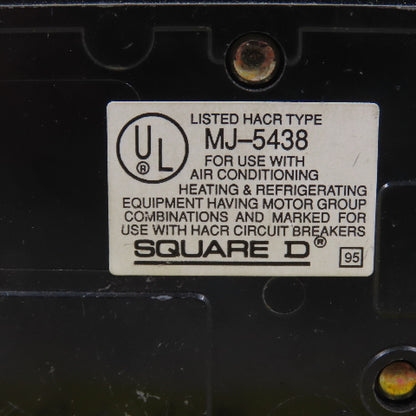 Square D MJ-5438 Type QO 20A 3-Pole Plug-On Circuit Breaker 240VAC