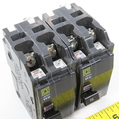 Square D Type QO 30A 2-Pole Plug-On Circuit Breaker Lot Of 2