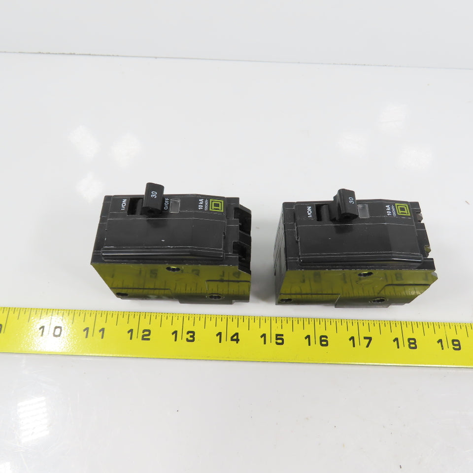 Square D Type QO 30A 2-Pole Plug-On Circuit Breaker Lot Of 2